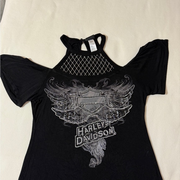 Harley-Davidson Black Tank with Rhinestone Wing Graphic - Picture 2 of 4
